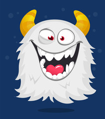 Funny cartoon flying monster. Halloween vector illustration. Great for package or party decoration