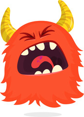 Funny cartoon screaming or singing monster. Halloween vector illustration. Great for package or party decoration