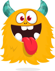 Funny cartoon screaming or singing monster. Halloween vector illustration. Great for package or party decoration