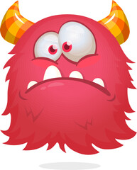 Angry cartoon flying monster with funny face. Halloween vector illustration. Great for package or party decoration