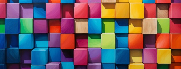 Colorful Cubes Stack on Surface - Abstract Background with Copy Space, Generative AI