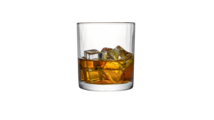 ice cube whiskey glass isolated on white background whiskey on the rocks PNG elements