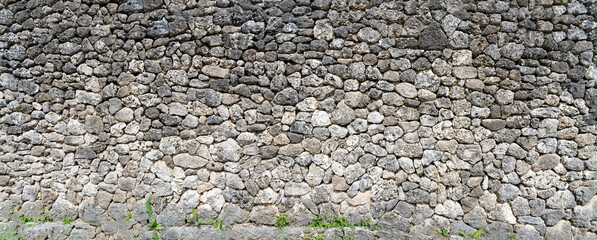 石垣の塀、沖縄古民家の塀、伝統的な南国風の壁