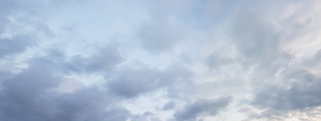 Panorama of cloudy sky before thunderstorm, sky with clouds, panoramic background.