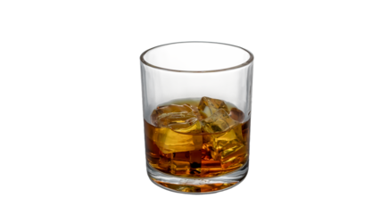 ice cube whiskey glass isolated on white background whiskey on the rocks PNG elements