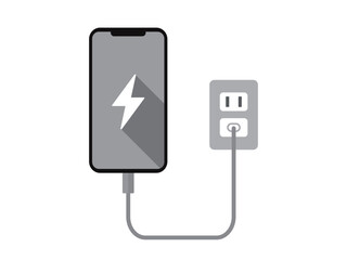 充電中のスマートフォンのイラスト