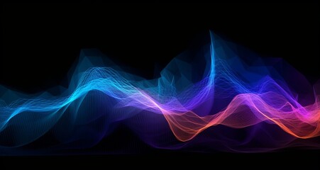 Light Wave Structure with Glowing Ornaments and Festive Decorations, Abstract Background with Copy Space, Generative AI