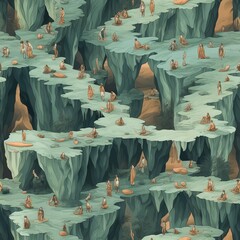Seamless pattern of landscape cave road