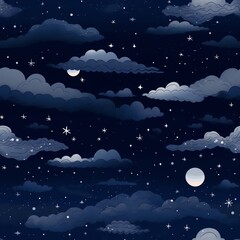 starry night sky seamless pattern