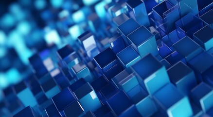 Obraz premium Blue abstract background with vibrant squares and sparkling lights, modern design, copy space, Generative AI