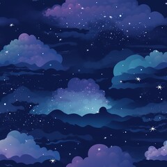 seamless pattern stars and clouds in the night sky