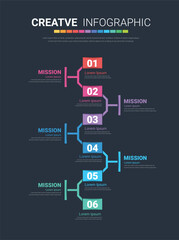 Timeline infographic template with 6 options, vector infographics design and Presentation business.