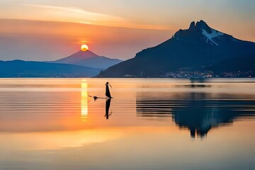 sunset over the lake