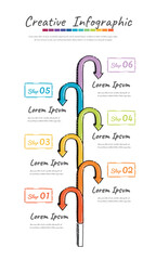 Infographic Doodle design elements for your business with 6 options, parts, steps or processes.