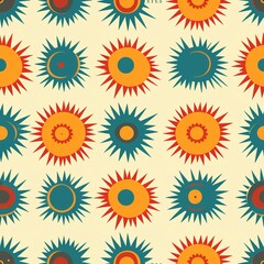 Fototapeta na wymiar seamless pattern with sun and flowers