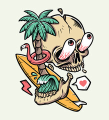 skull and beach stuff illustration