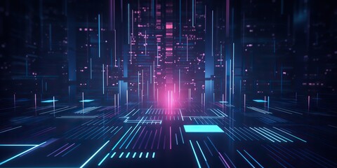 AI Generated. AI Generative. Bluew data network science pragramming future cyber background pattern texture. Graphic Art