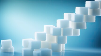 A group of white sugar cubes stacked on top of each other.