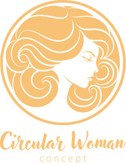 Woman Circle Face Icon Design Beauty Concept Motif