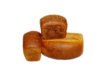 loafs of whole wheat and rye bread and isolated