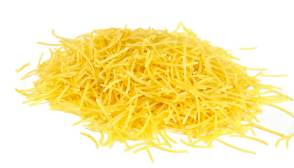 dried italian pasta on white background