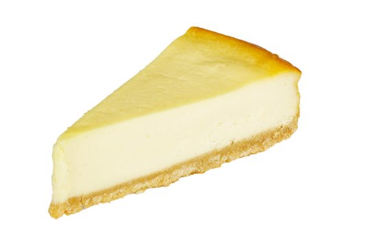Gourmet slice of cheesecake on the white background