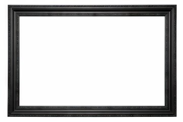 Abstract art empty black modern wooden frame on blank white background isolated. Classic vintage design