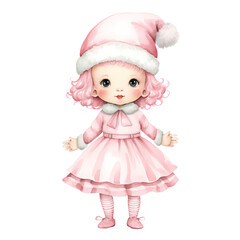 Fototapeta premium Vintage Pink Baby Christmas Watercolor