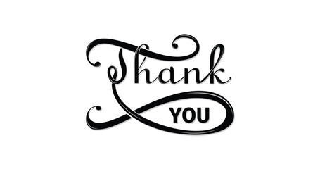 Thank you text. Handwritten Modern Calligraphic Lettering in black color. Great for banners, T-shirt printing, and posters. Vector illustration.
