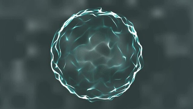 Abstract liquid geometric sphere . Abstract Motion Graphic with fluid particles moving in sphere. Visual loops for background and logos. Abstract corporate, space and futuristic style background. 