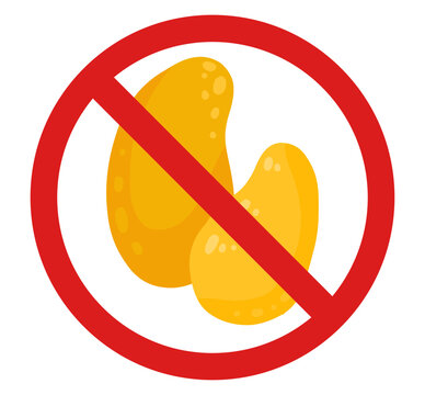 recommend clip art: Vector prohibition sign with mango. Do not pluck tropical fruits. Allergy danger. The product does not contain mango. Forbidden sign