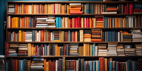 Colorful and modern bookshelf. Generative AI