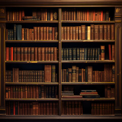 shelves with books, library
