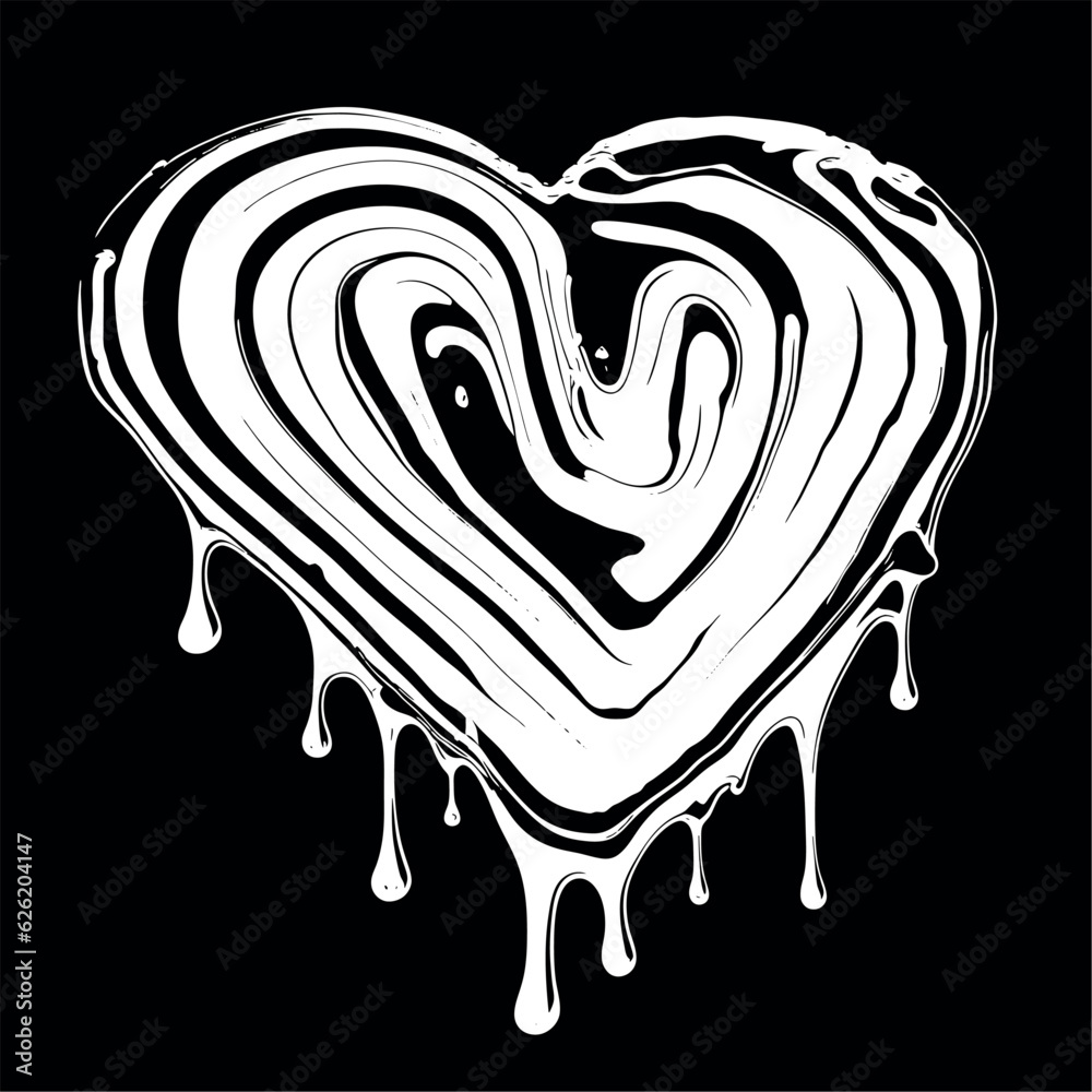 Wall mural melted black and white vector heart