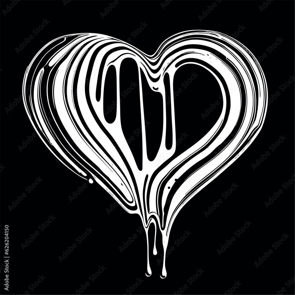 Wall mural melted black and white vector heart