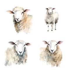 Sheep watercolor paint collection