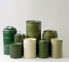 Bidones de combustible. Energía fósil, energía renovable, reservas de combustible y energía. Tanque para liquido. Generative ai.