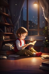 child reading book