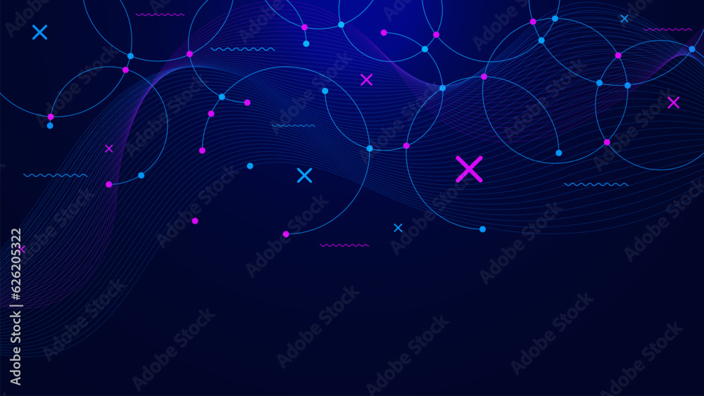 Poster connecting dots and circle lines background. round banner for big data visualization, network connec