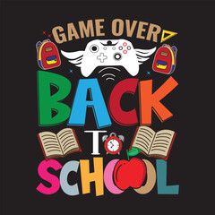 game over back to school retro T shirt design graphic