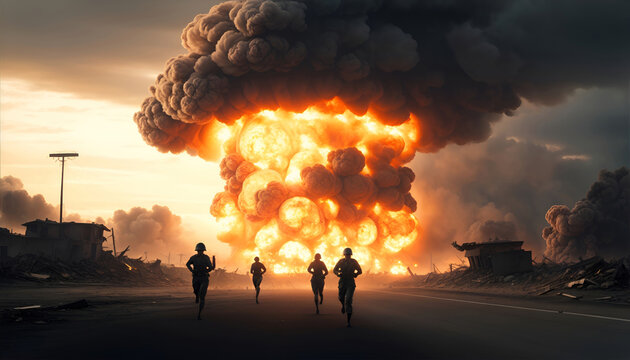 mega explosion in the battlefield - Powered by Adobe