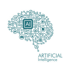 Brain web of Artificial Intelligence development concept. 