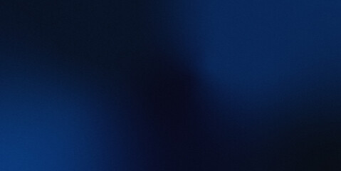 Color gradient grainy background, blue toned black illuminated spots on black, noise texture effect	