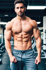 Fototapeta na wymiar Photography of Attractive fit man in the gym