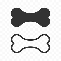 Pet dog bone. Dog bone outline easily editable line art on transparent background. Vector stock illustration.