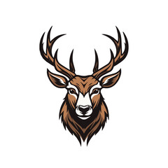 Modern Deer Logo design Concept, Deer Mascot Vector Illustration isolated on background, Sports Team Logo design Template, Deer Emblem design Vector, Brown Deer with long antlers	
