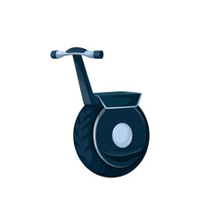 One wheel electric scooter vector illustration. Cartoon isolated side view of electric unicycle with handle, monowheel sport vehicle for summer city ride and training, hipsters futuristic monocycle © Victoria Sergeeva