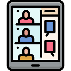 video conference filled outline icon