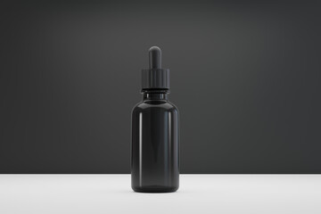 Black vape Glass bottle isolated on black background