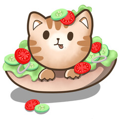 Cat in salad 